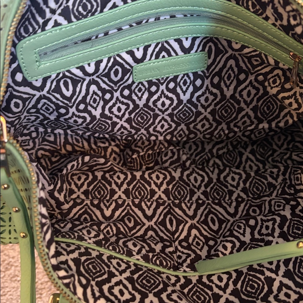 Urban Expressions Mint Green Perforated Tote Handbag - Picture 3 of 4